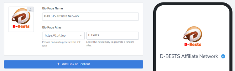 1URL Bio Pages - Upload Avatar